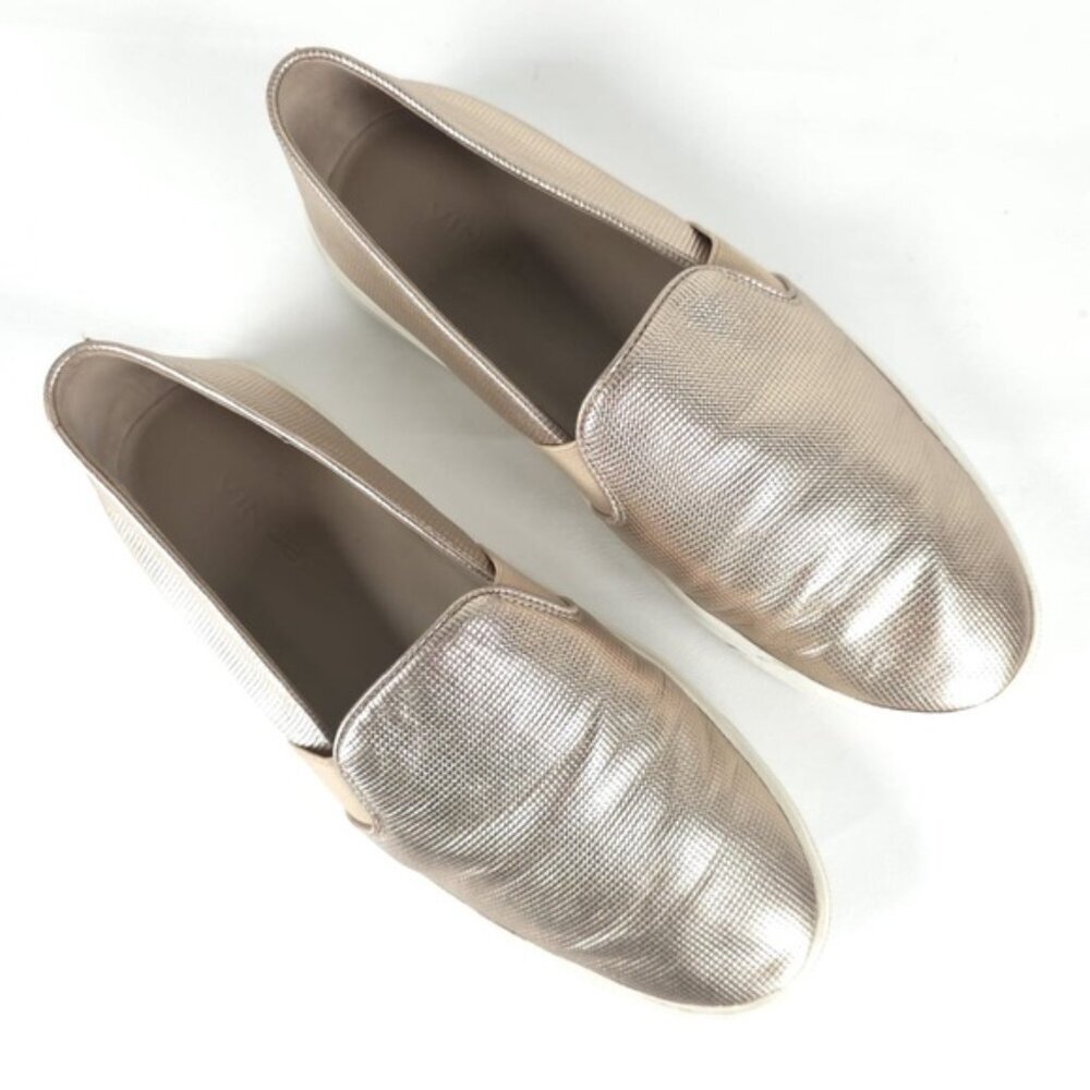 VINCE. Blair Slip On Sneakers Perforated LEATHER Champagne Gold Metallic 6.5‎